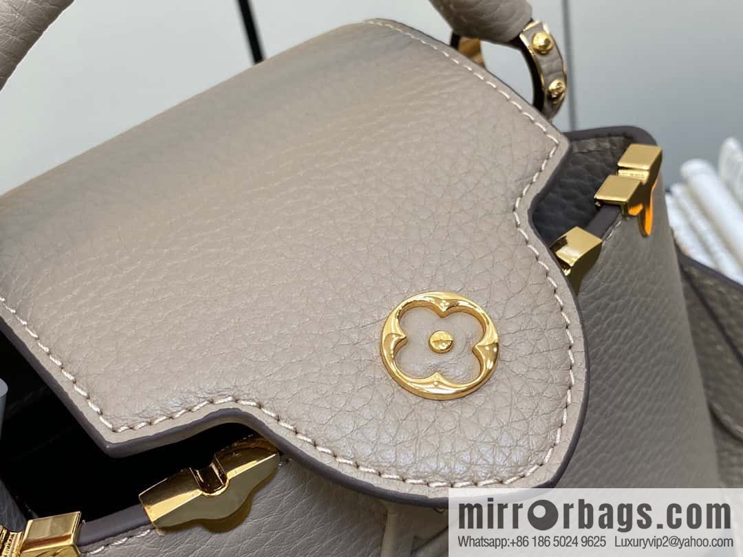 [Original order boutique] M24567 khaki flower crown, full leather cap, that English series Capucines mini handbag Capucines Flower Crown handbag
