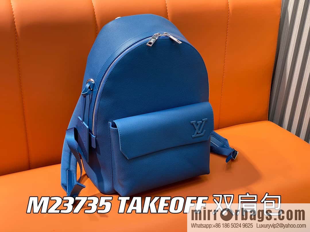 [Original single boutique] M23735 dark blue, full leather backpack series TAKEOFF backpack LV NEW BACKPACK backpack