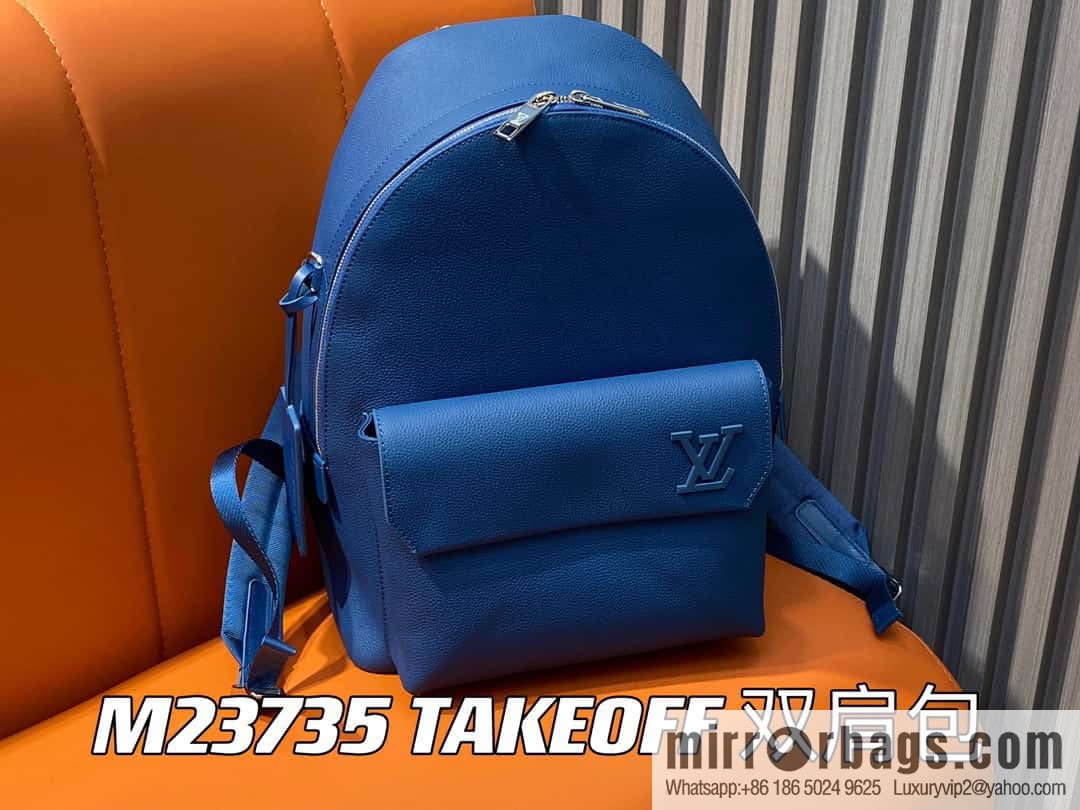 [Original single boutique] M23735 dark blue, full leather backpack series TAKEOFF backpack LV NEW BACKPACK backpack