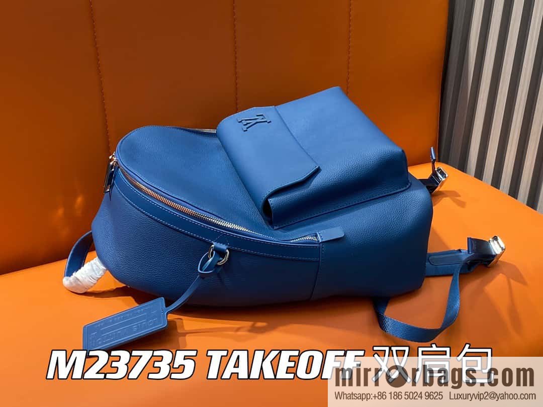 [Original single boutique] M23735 dark blue, full leather backpack series TAKEOFF backpack LV NEW BACKPACK backpack