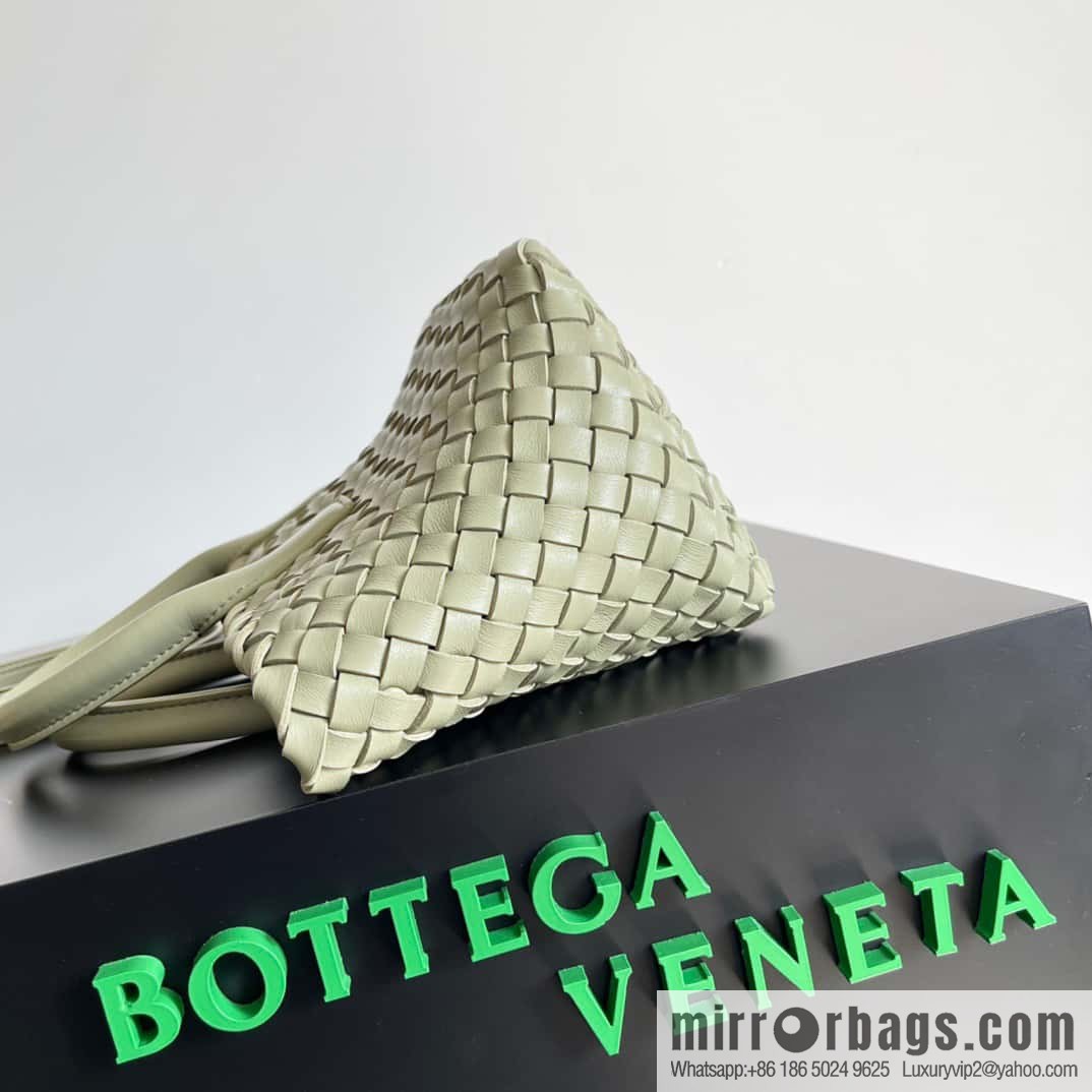 BV Mini Cabat Limited Edition mini vegetable basket BAG model; 709464 travertine green