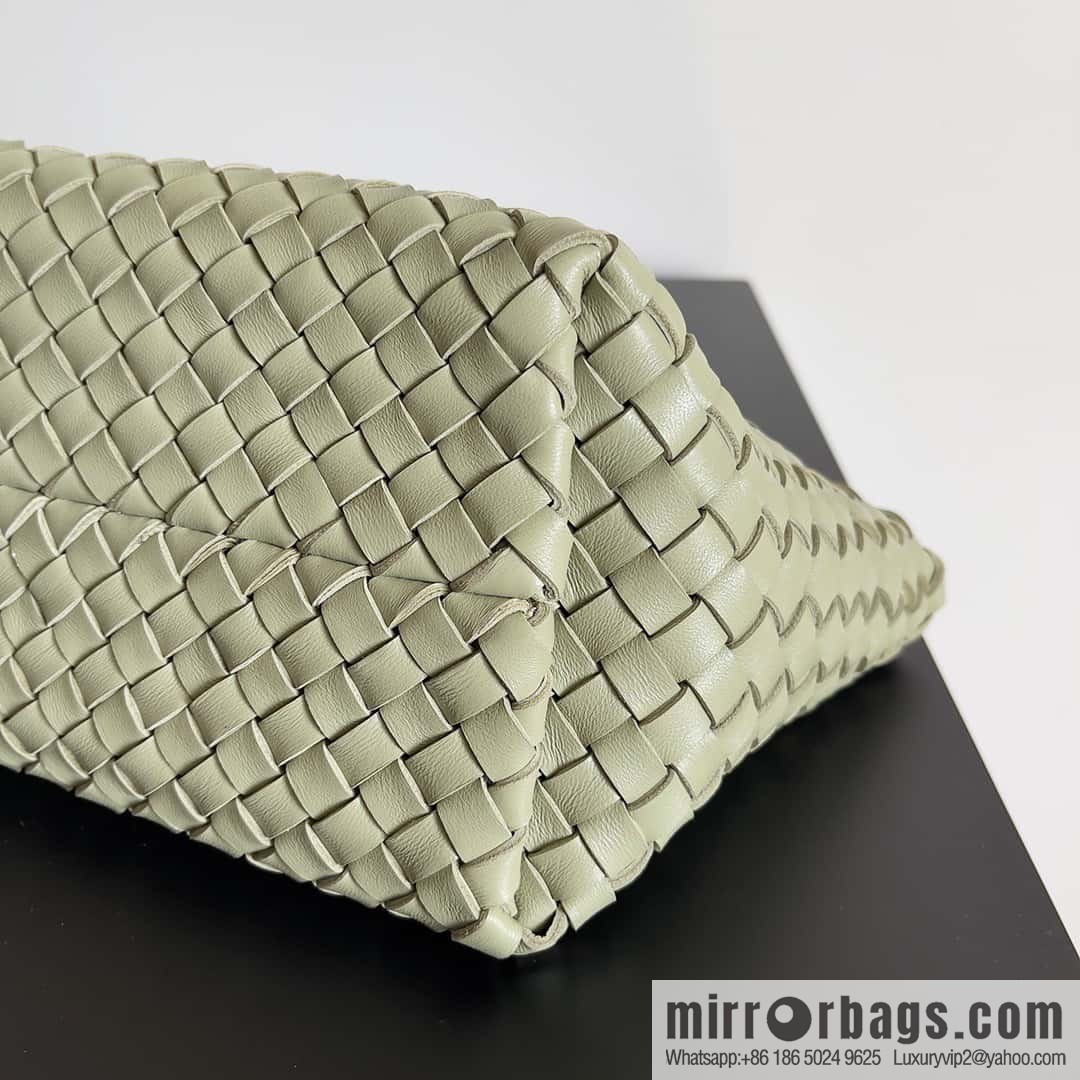 BV Mini Cabat Limited Edition mini vegetable basket BAG model; 709464 travertine green