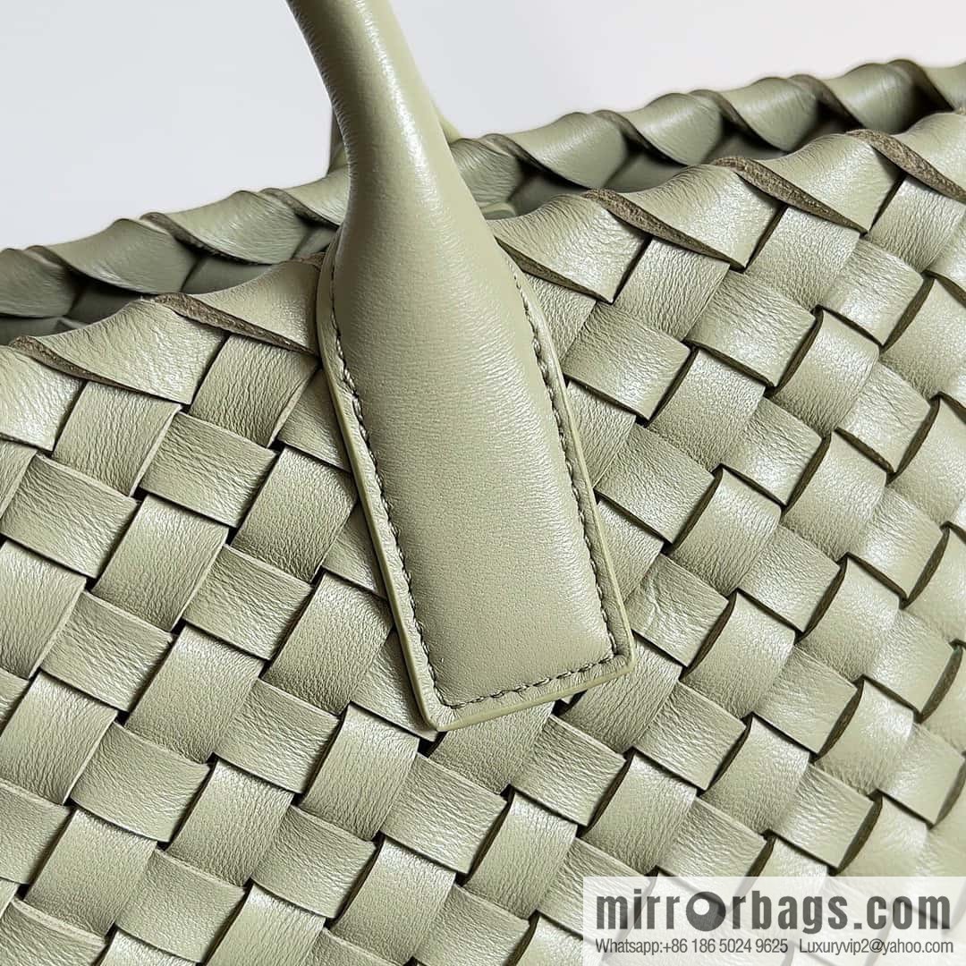 BV Mini Cabat Limited Edition mini vegetable basket BAG model; 709464 travertine green