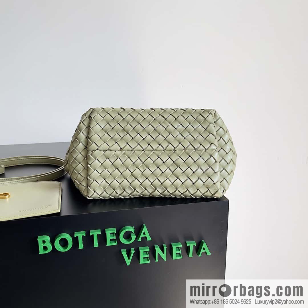 BV Mini Cabat Limited Edition mini vegetable basket BAG model; 709464 travertine green