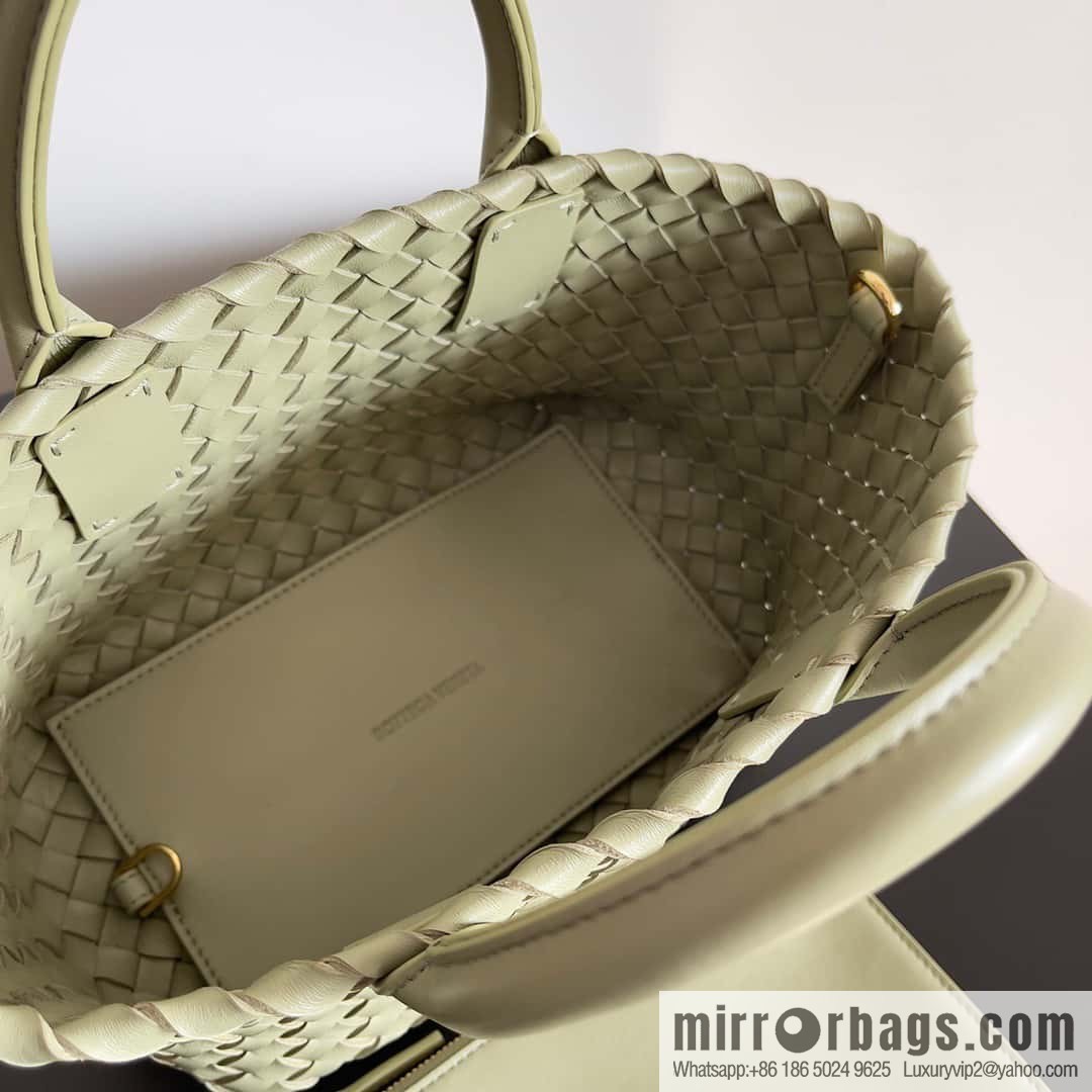 BV Mini Cabat Limited Edition mini vegetable basket BAG model; 709464 travertine green