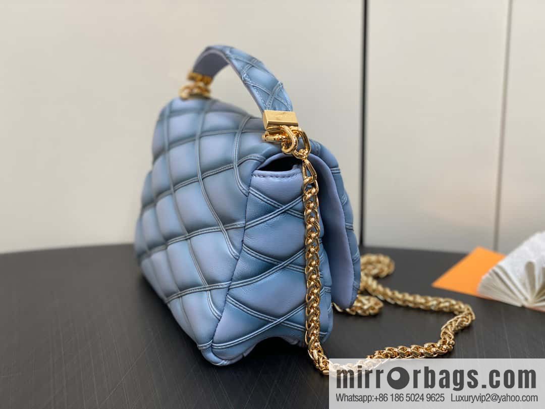 [Original single boutique] M22891 Haze gray, full leather rhombus chain bag series GO-14 Teist medium handbag M22890