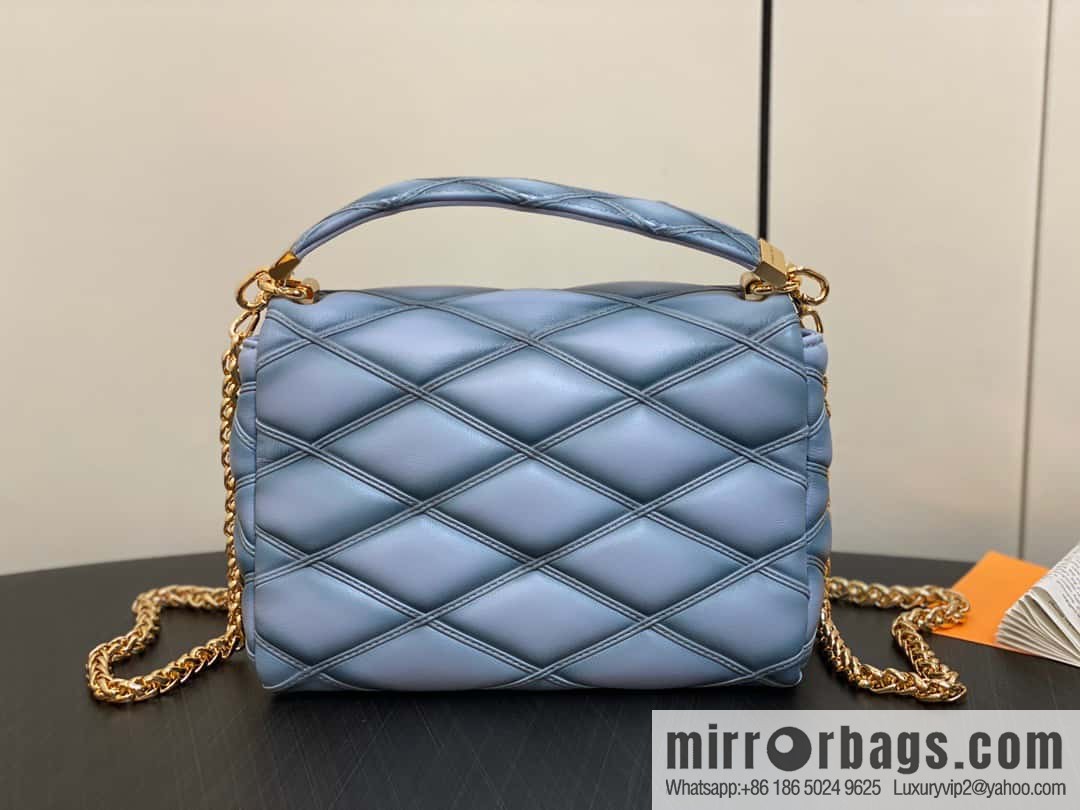 [Original single boutique] M22891 Haze gray, full leather rhombus chain bag series GO-14 Teist medium handbag M22890
