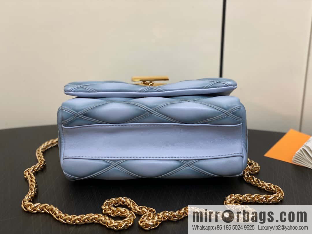 [Original single boutique] M22891 Haze gray, full leather rhombus chain bag series GO-14 Teist medium handbag M22890