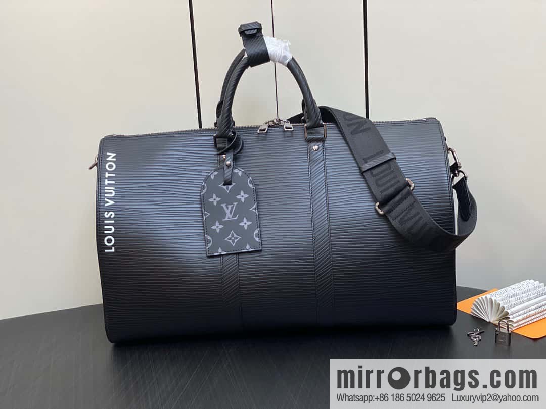 [Original order boutique] M23721 black epi full leather travel bag series, this Keepall Bandoulière 50 handbag