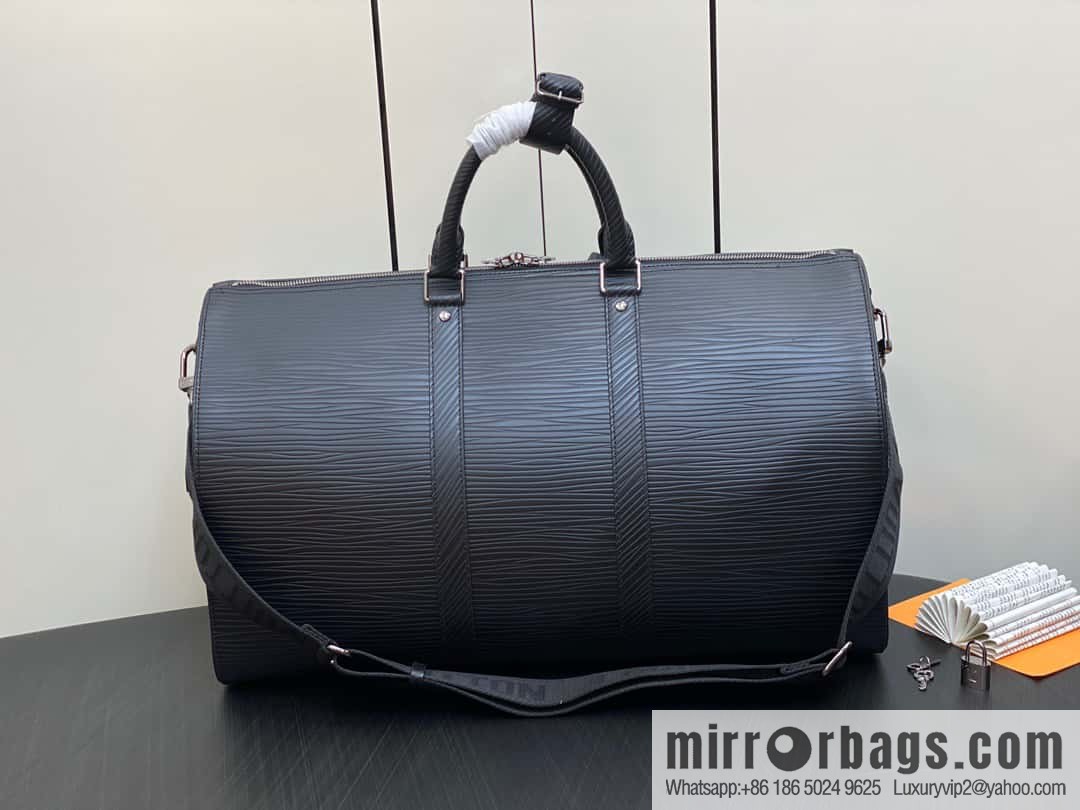 [Original order boutique] M23721 black epi full leather travel bag series, this Keepall Bandoulière 50 handbag