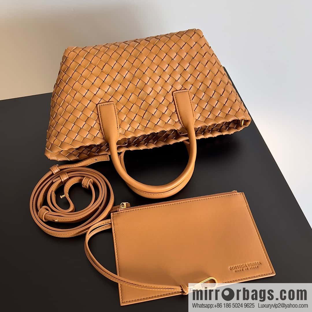 BV Mini Cabat Limited Edition mini vegetable basket BAG model; 709464 light brown