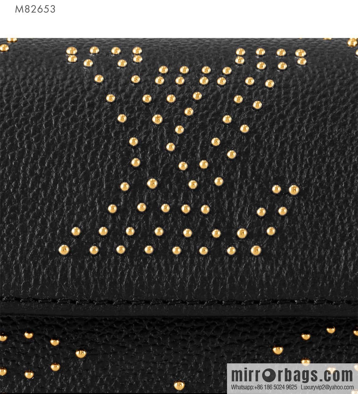 [Original single boutique] M82653 black full leather willow nail chain bag series Wallet on Chain Ivy handbag
