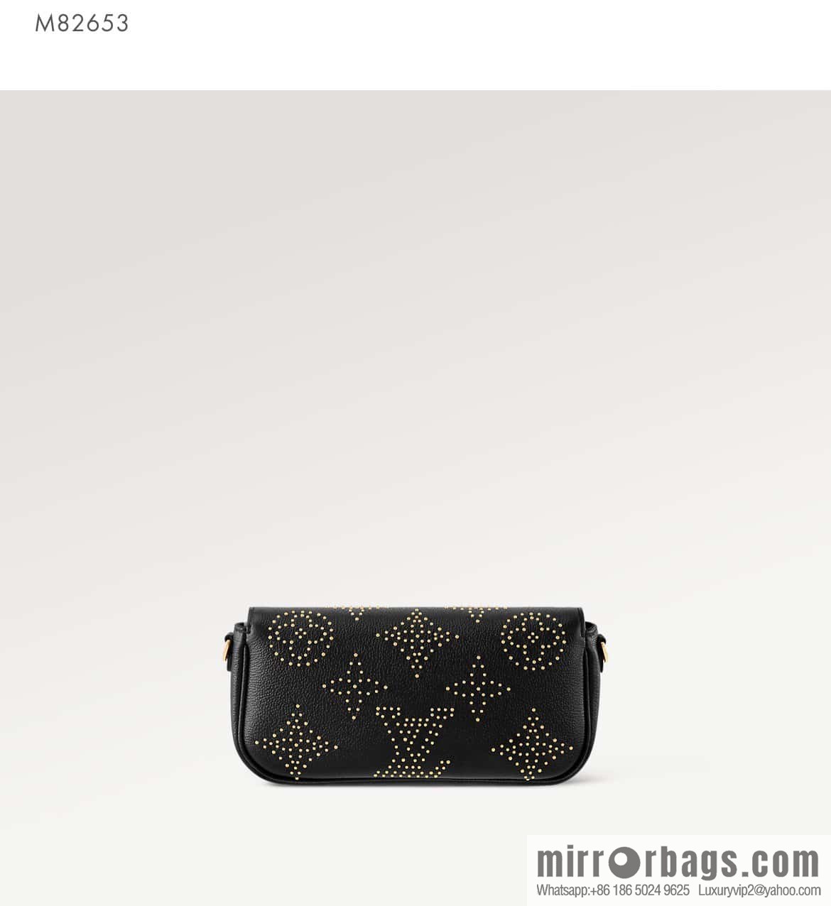 [Original single boutique] M82653 black full leather willow nail chain bag series Wallet on Chain Ivy handbag