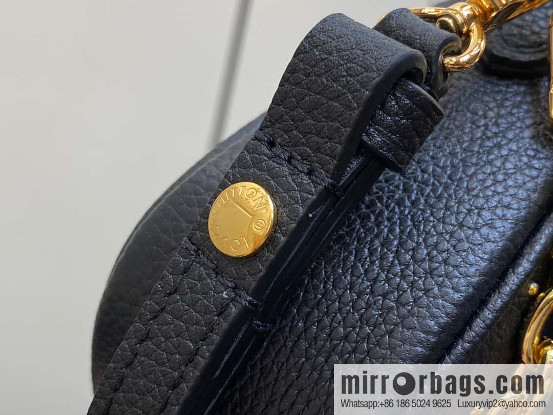 [Original single boutique] M82653 black full leather willow nail chain bag series Wallet on Chain Ivy handbag