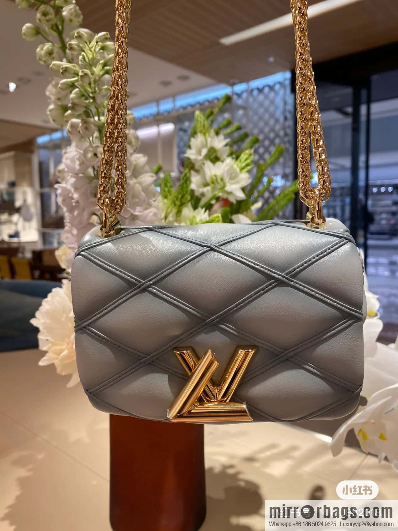 [Original order boutique] M23526 haze blue M82752 full leather chain bag series PICO GO-14 handbag Pico GO-14 handbag