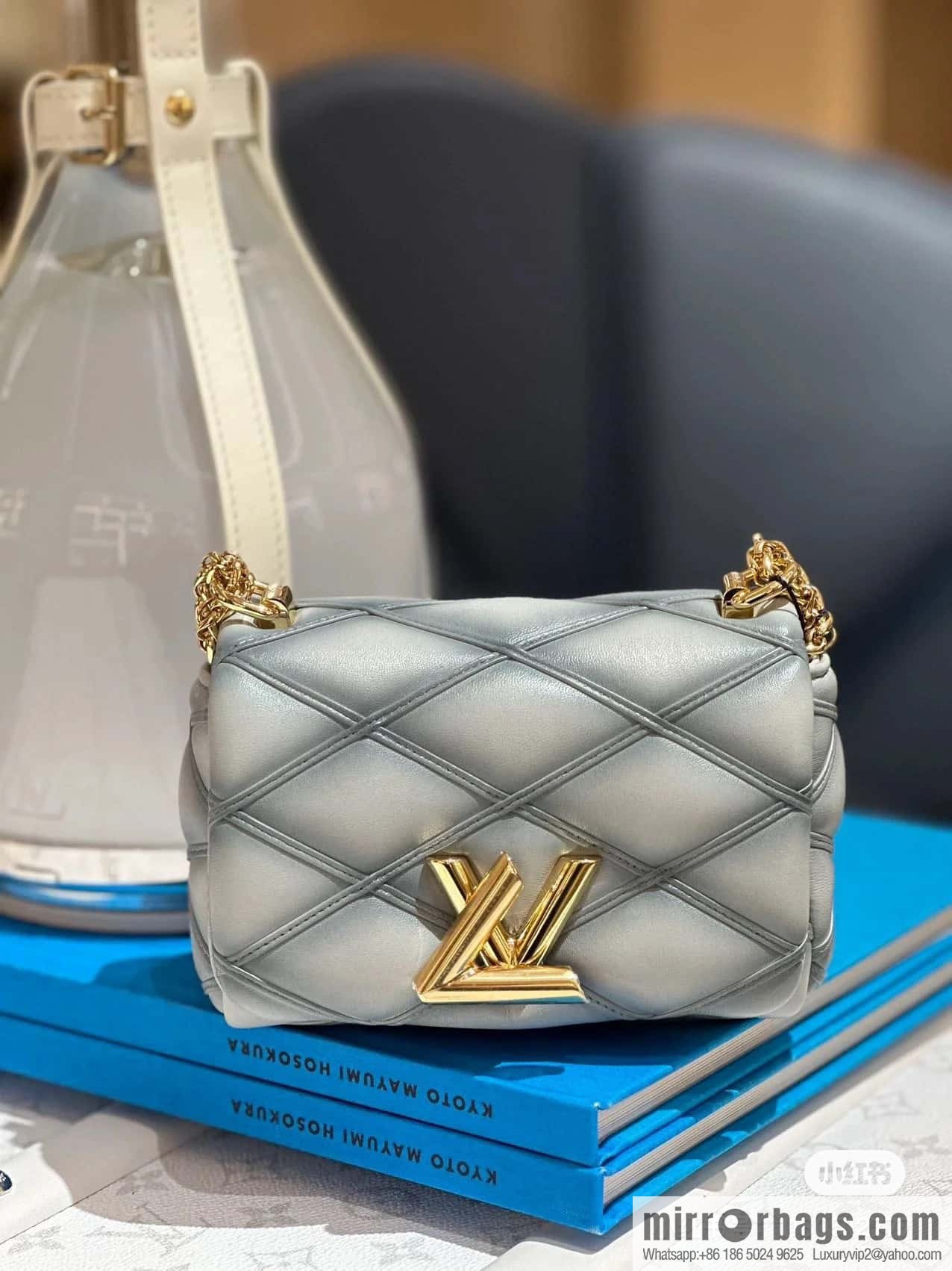 [Original order boutique] M23526 haze blue M82752 full leather chain bag series PICO GO-14 handbag Pico GO-14 handbag