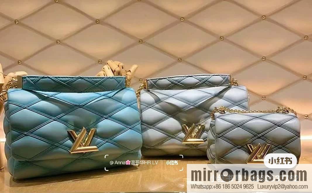 [Original order boutique] M23526 haze blue M82752 full leather chain bag series PICO GO-14 handbag Pico GO-14 handbag