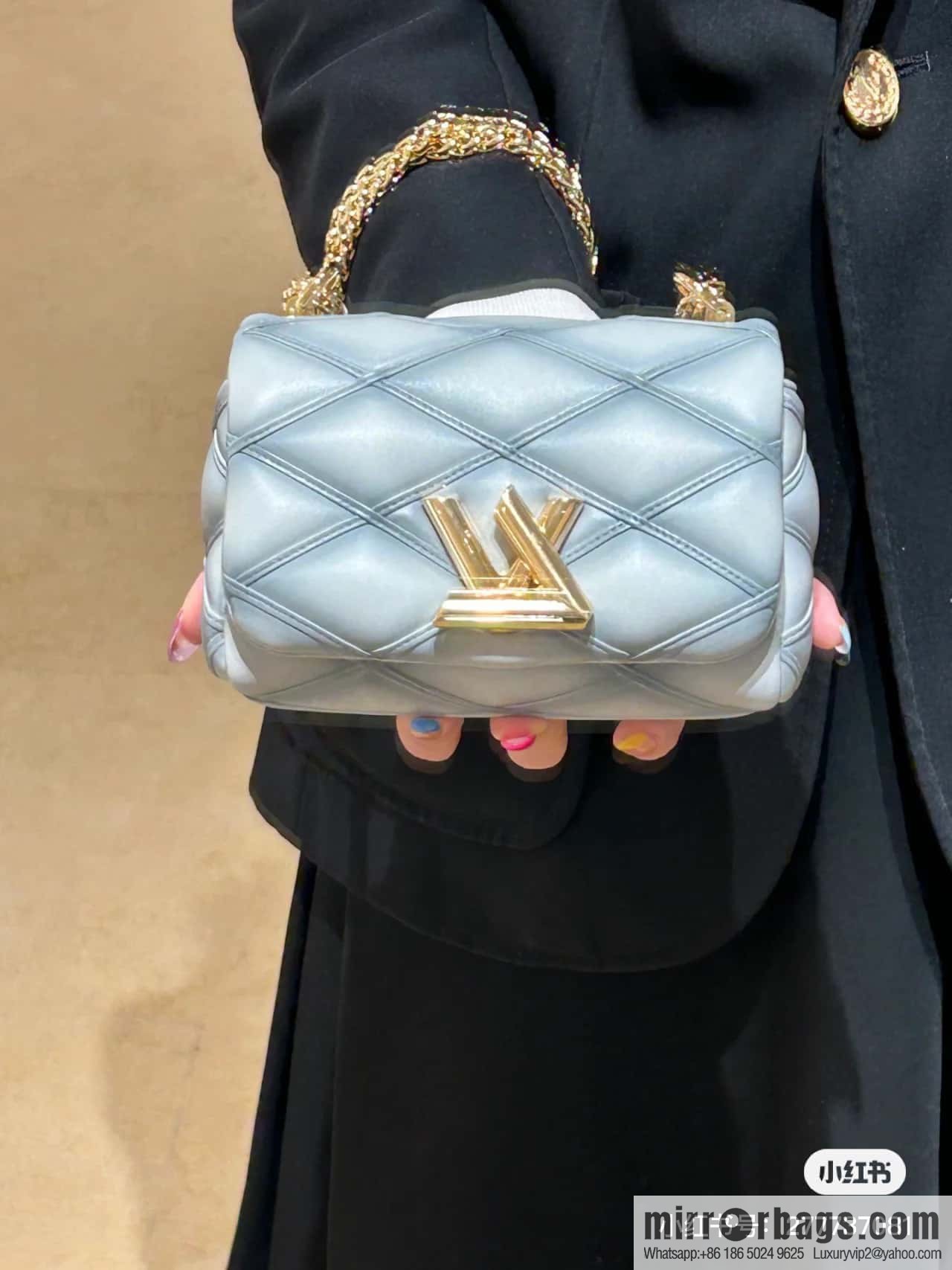 [Original order boutique] M23526 haze blue M82752 full leather chain bag series PICO GO-14 handbag Pico GO-14 handbag