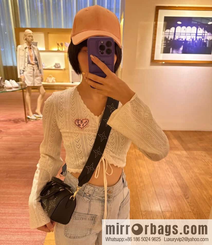 [Original single boutique] M46745 black full leather willow nail pillow bag speedy series Nano Speedy handbag