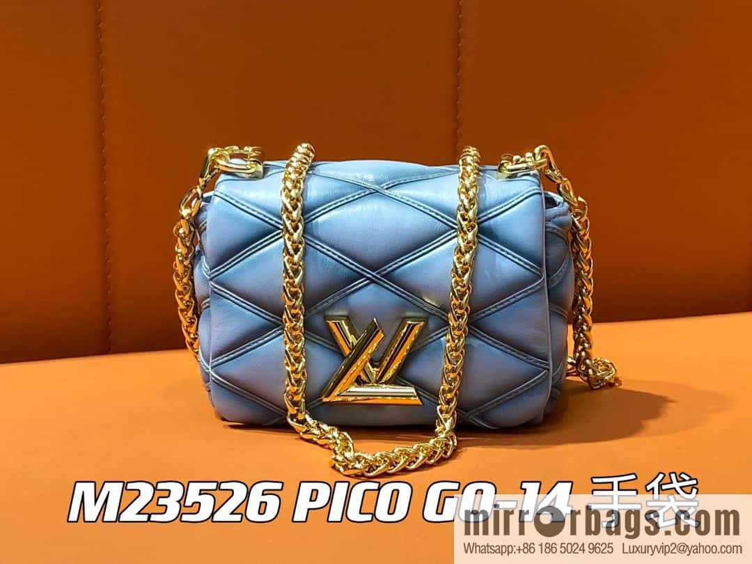 [Original order boutique] M23526 haze blue M82752 full leather chain bag series PICO GO-14 handbag Pico GO-14 handbag