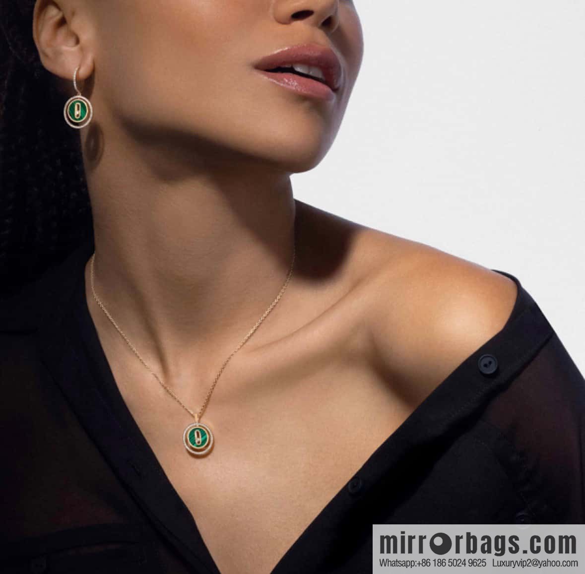 Messika LUCKY MOVE malachite earrings