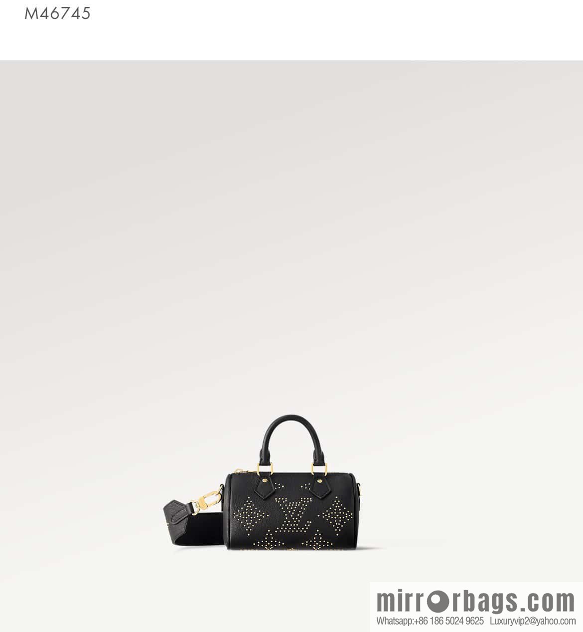[Original single boutique] M46745 black full leather willow nail pillow bag speedy series Nano Speedy handbag