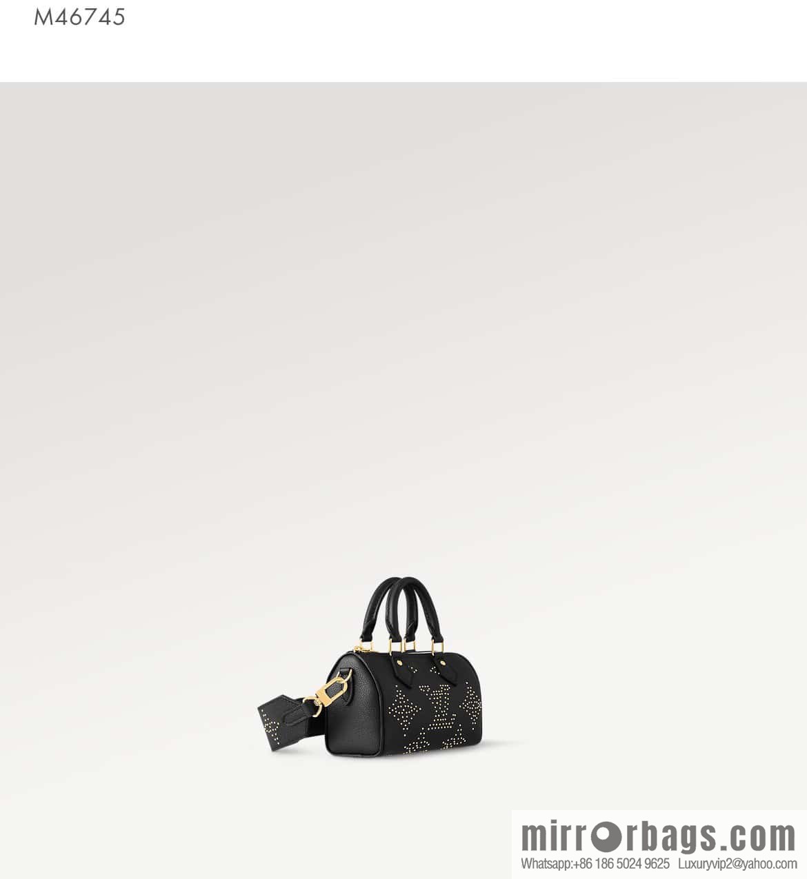 [Original single boutique] M46745 black full leather willow nail pillow bag speedy series Nano Speedy handbag