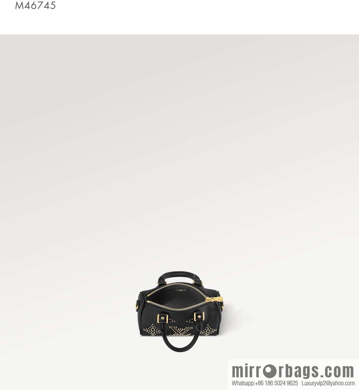 [Original single boutique] M46745 black full leather willow nail pillow bag speedy series Nano Speedy handbag