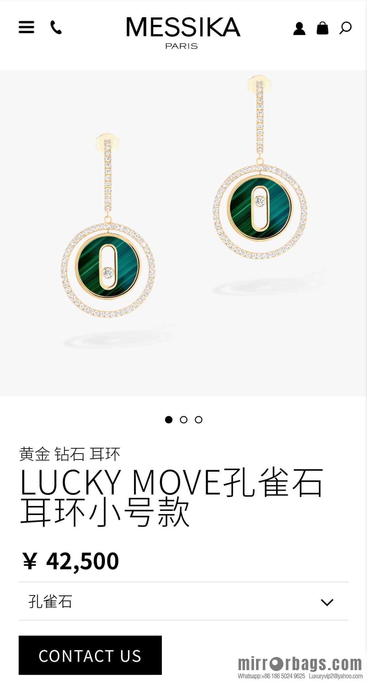 Messika LUCKY MOVE malachite earrings