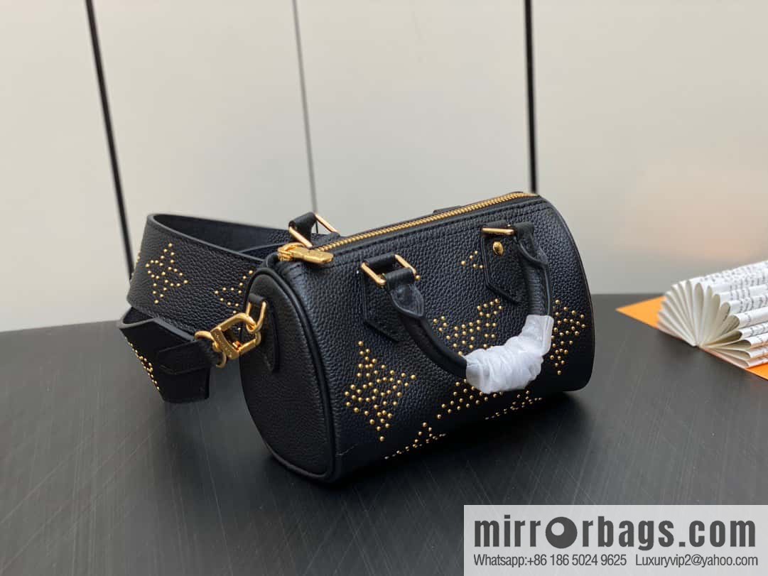 [Original single boutique] M46745 black full leather willow nail pillow bag speedy series Nano Speedy handbag