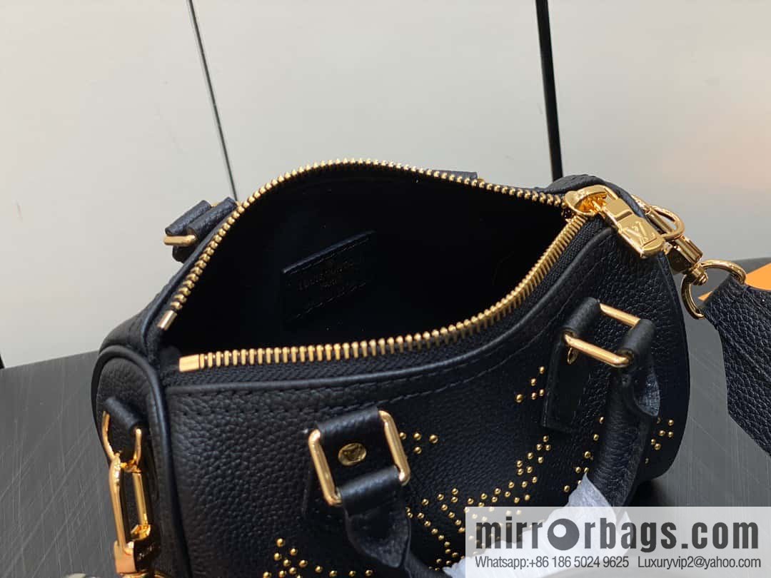 [Original single boutique] M46745 black full leather willow nail pillow bag speedy series Nano Speedy handbag