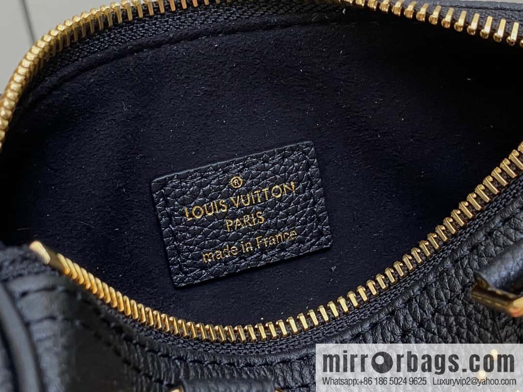 [Original single boutique] M46745 black full leather willow nail pillow bag speedy series Nano Speedy handbag