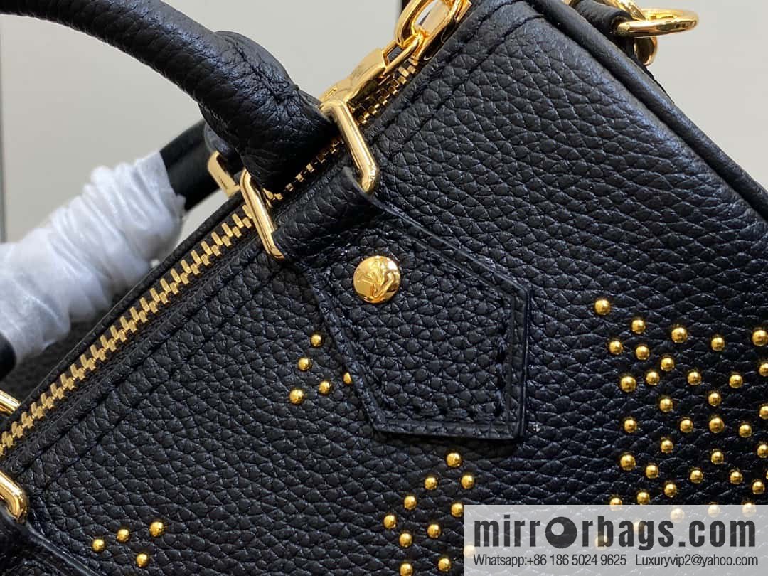 [Original single boutique] M46745 black full leather willow nail pillow bag speedy series Nano Speedy handbag