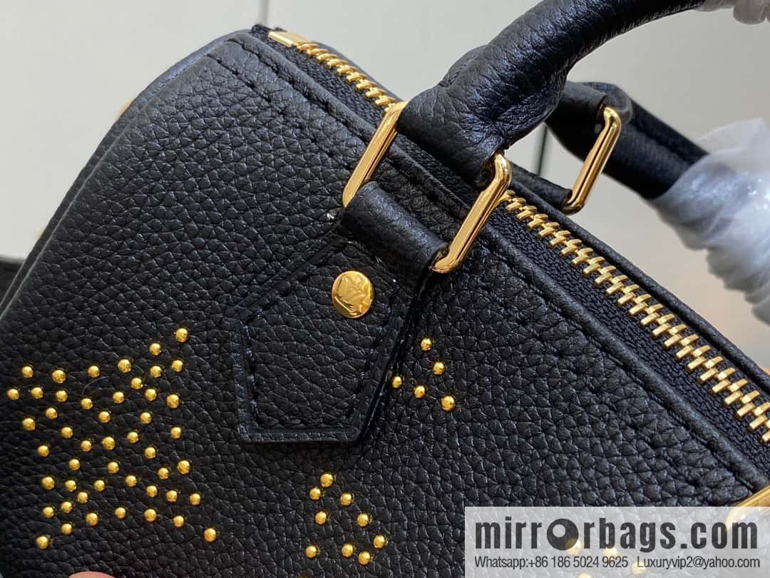[Original single boutique] M46745 black full leather willow nail pillow bag speedy series Nano Speedy handbag