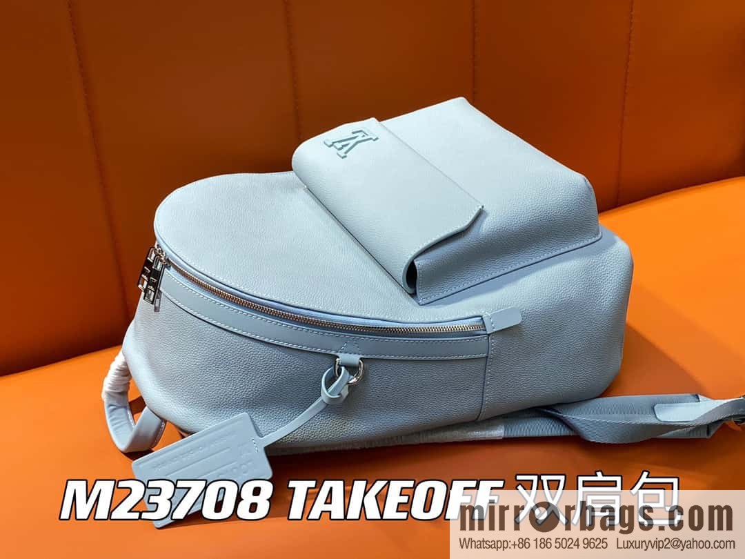 [Original single boutique] M23708 light blue, full leather backpack series TAKEOFF backpack LV NEW BACKPACK backpack