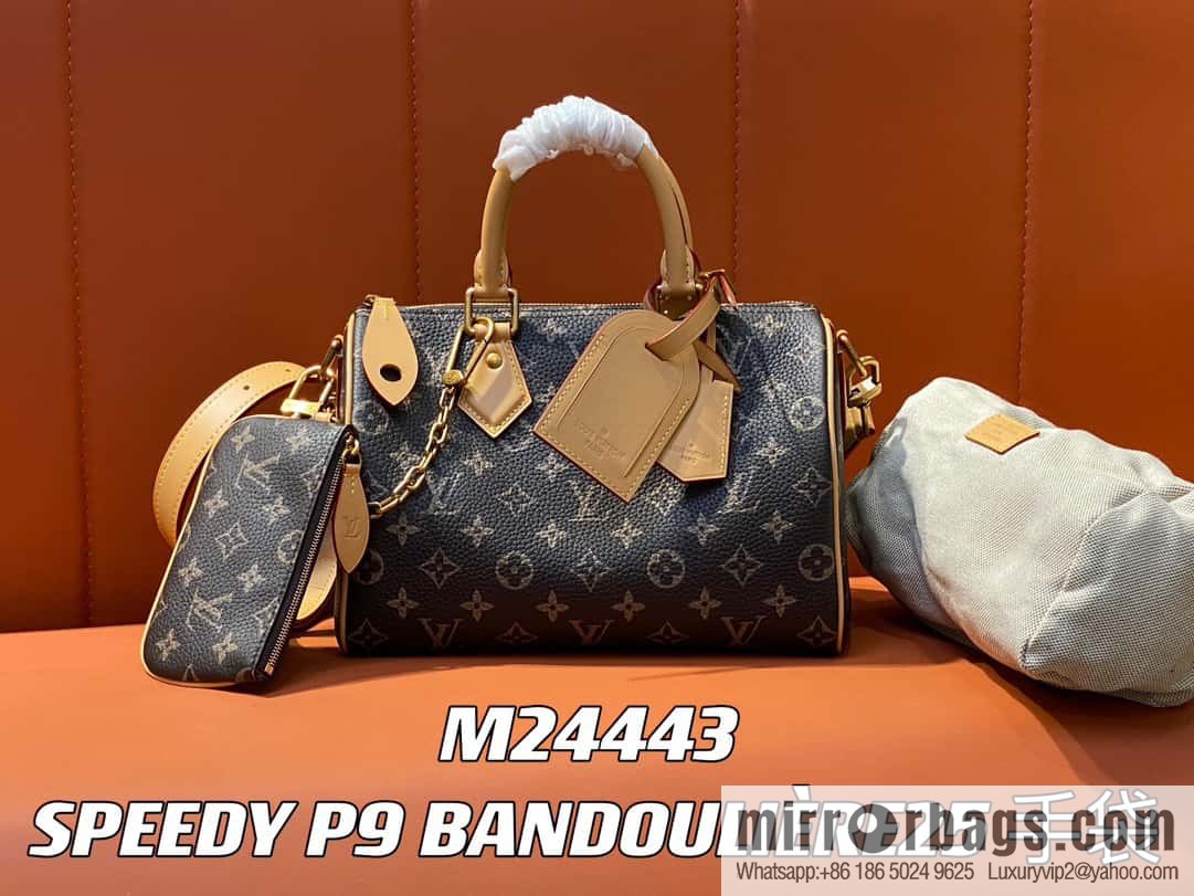 [Original order boutique] M24443 brown, full leather pillow bag speedy series SPEEDY P9 BANDOULIIZRE25 handbag