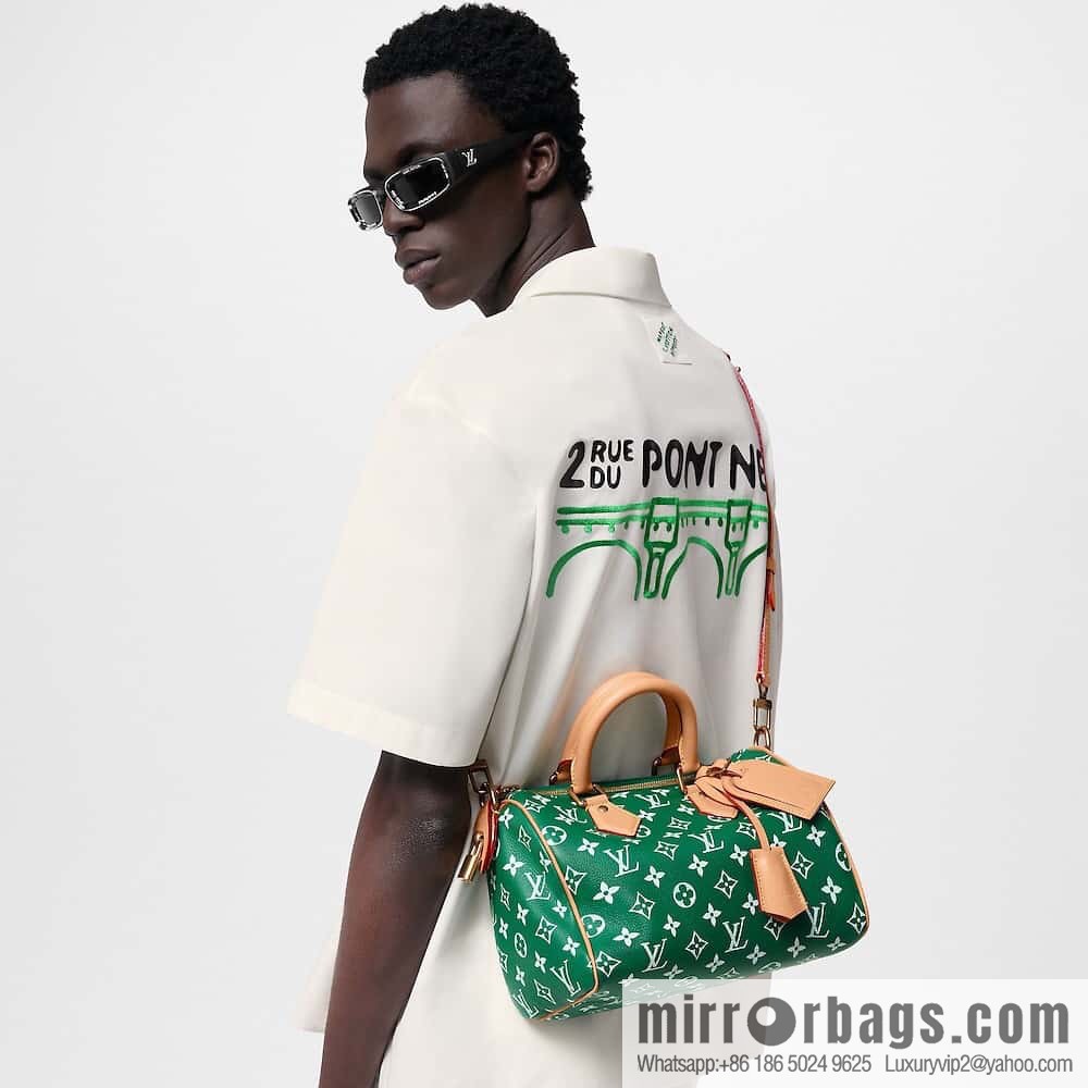 [Original order boutique] M24423 green, full leather pillow bag speedy series SPEEDY P9 BANDOULIIZRE25 handbag