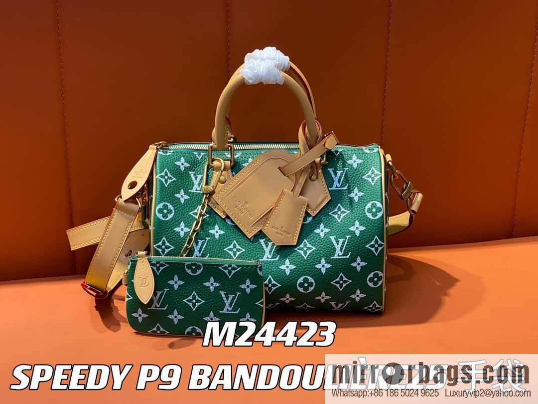 [Original order boutique] M24423 green, full leather pillow bag speedy series SPEEDY P9 BANDOULIIZRE25 handbag