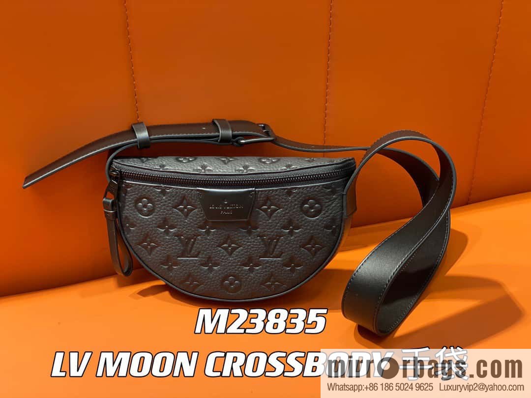 [Original order boutique] M23835 black full leather, men's bag moon bag series, new LV MOON CROSSBODY handbag in autumn and winter