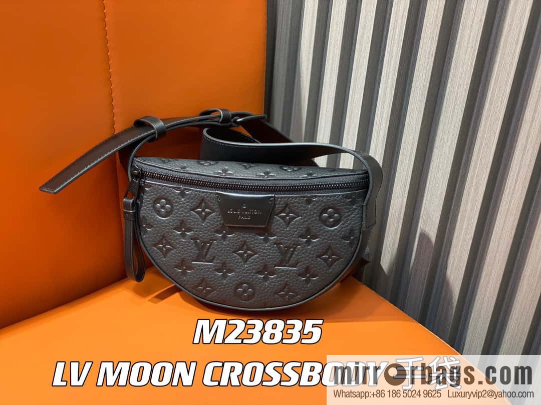 [Original order boutique] M23835 black full leather, men's bag moon bag series, new LV MOON CROSSBODY handbag in autumn and winter