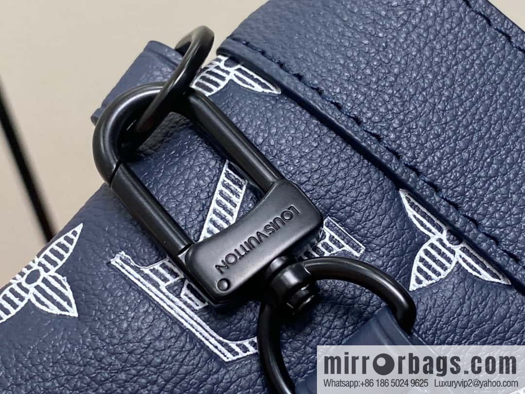[Original single boutique] M83382 blue silk screen, full leather clutch bag series