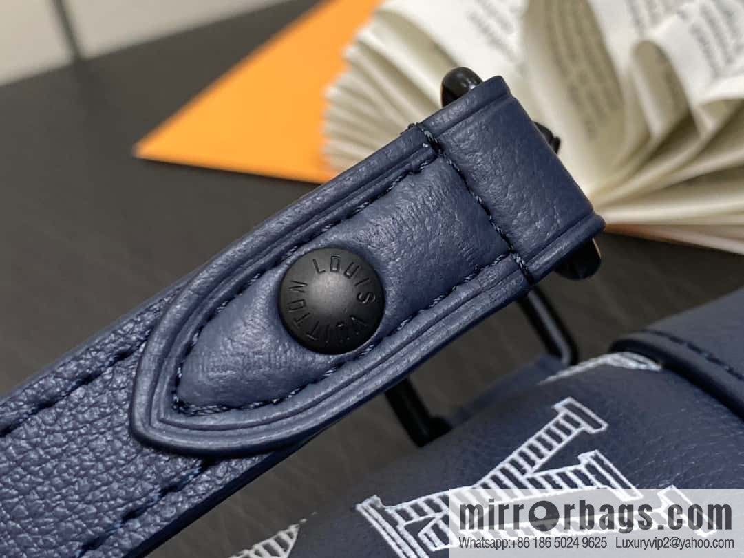 [Original single boutique] M83382 blue silk screen, full leather clutch bag series
