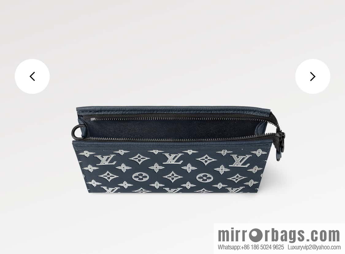 [Original order boutique] M83384 blue silk screen, full leather men's bag two-piece series GASTON mini handbag