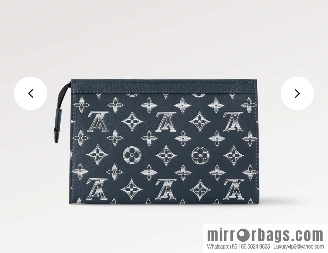 [Original order boutique] M83384 blue silk screen, full leather men's bag two-piece series GASTON mini handbag