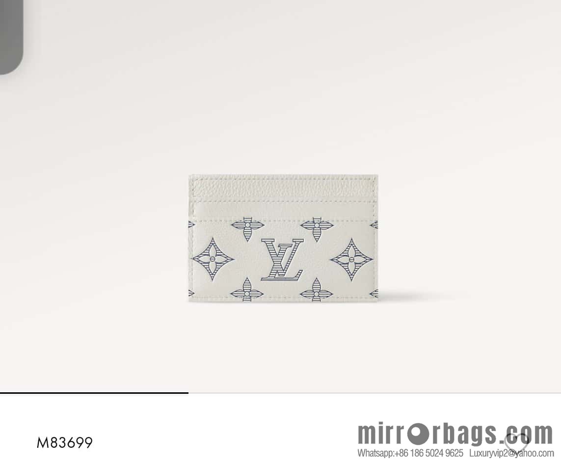 [Original order boutique] M83699 white silk screen, full leather card holder wallet series PORTE CARTES DOUBLE card holder