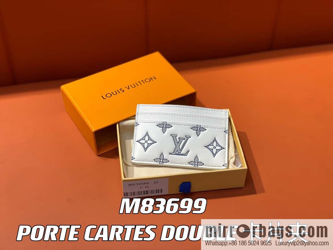 [Original order boutique] M83699 white silk screen, full leather card holder wallet series PORTE CARTES DOUBLE card holder