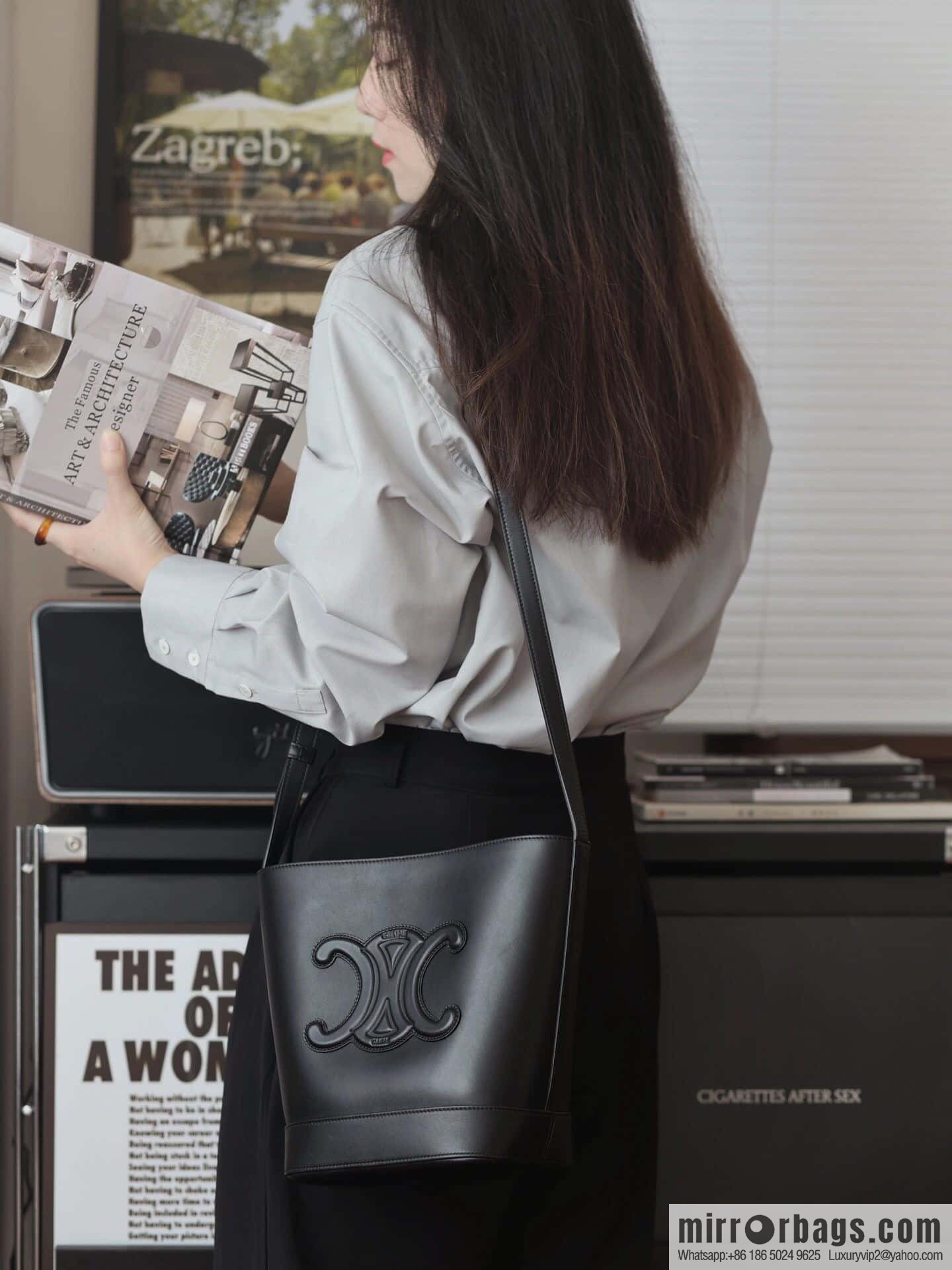 [Premium quality, all steel hardware] eline CUIR TRIOMPHE leather bucket bag model: CL198243