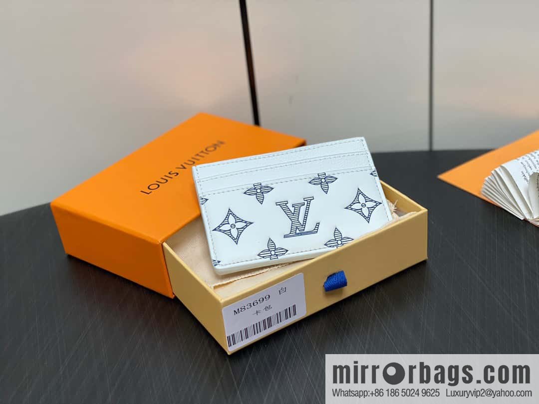 [Original order boutique] M83699 white silk screen, full leather card holder wallet series PORTE CARTES DOUBLE card holder
