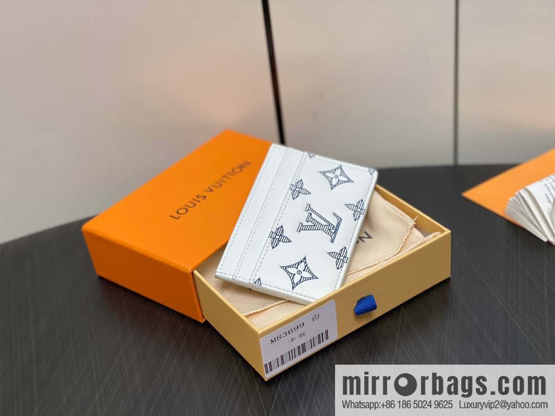 [Original order boutique] M83699 white silk screen, full leather card holder wallet series PORTE CARTES DOUBLE card holder