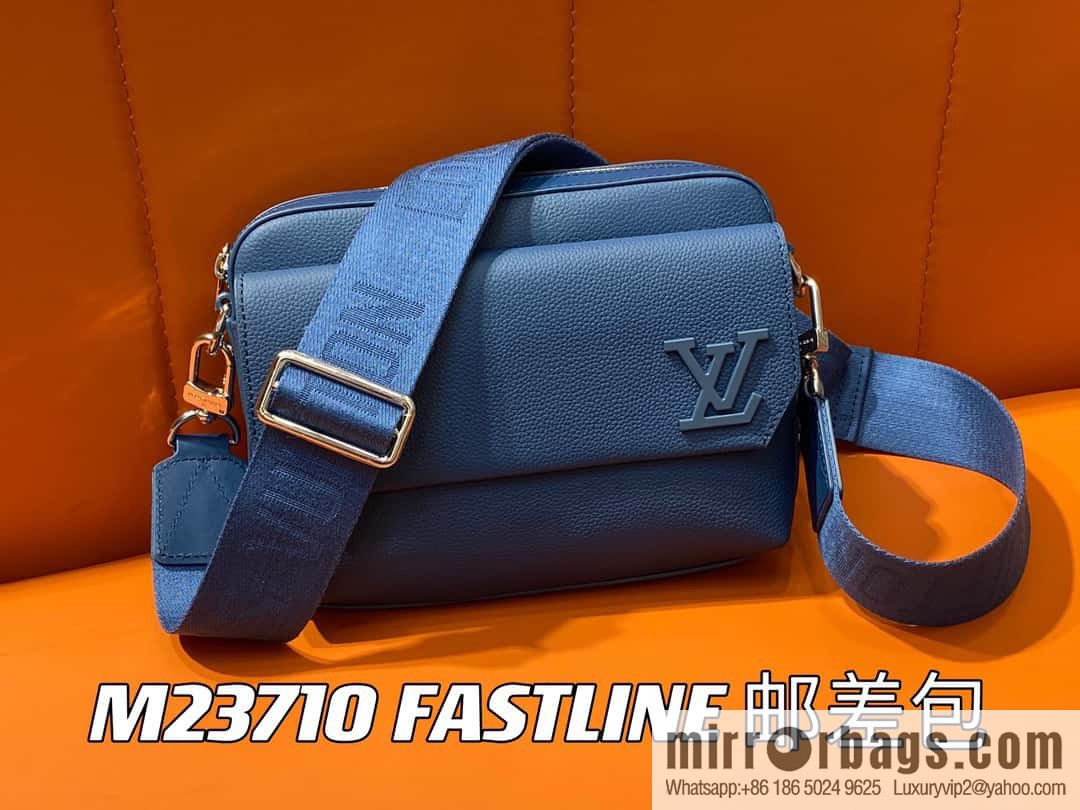 [Original order boutique] M23710 dark blue, full leather men's bag messenger bag series, new FASTLINE messenger bag in autumn and winter